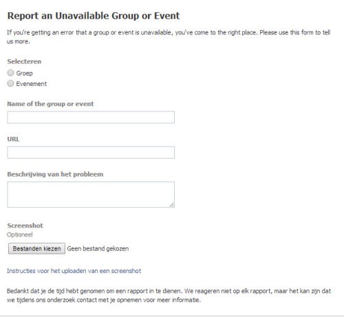 evenement of groep is verdwenen op facebook help, mijn evenement is weg
