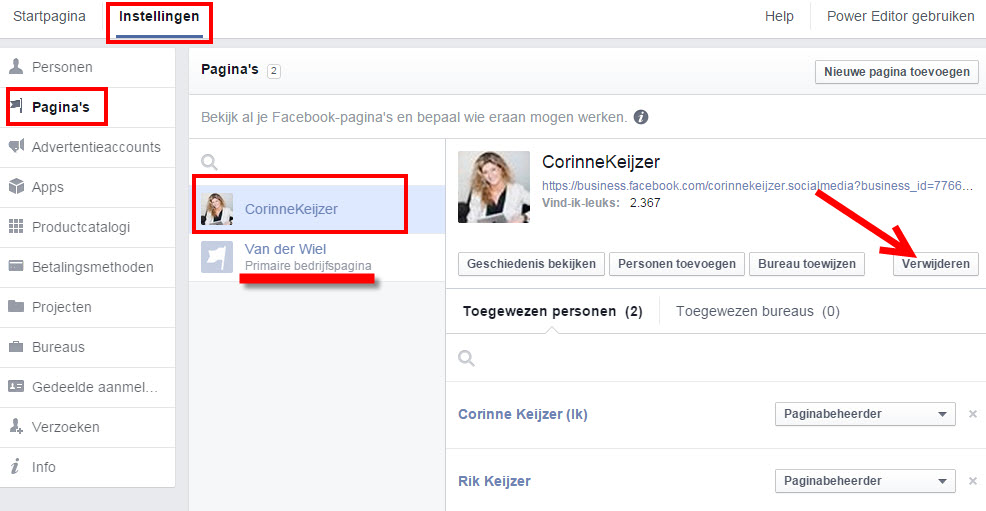 Hoe verwijder ik bedrijfsmanager Businessmanager verwijderen