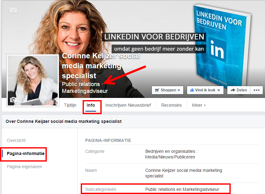 facebook subcategorie