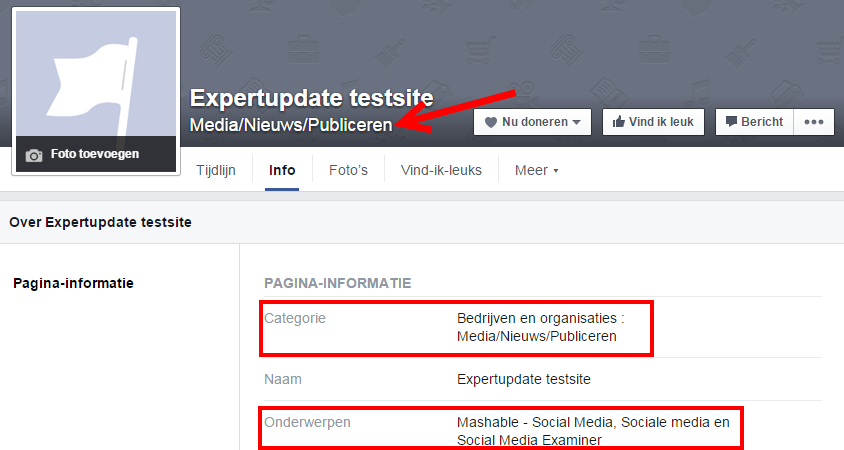 facebook subcategorie