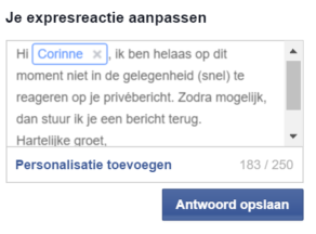 automatisch antwoord bij privéberichten afwezigheidsassistent Facebook