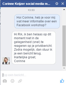 automatisch antwoord bij privéberichten afwezigheidsassistent Facebook