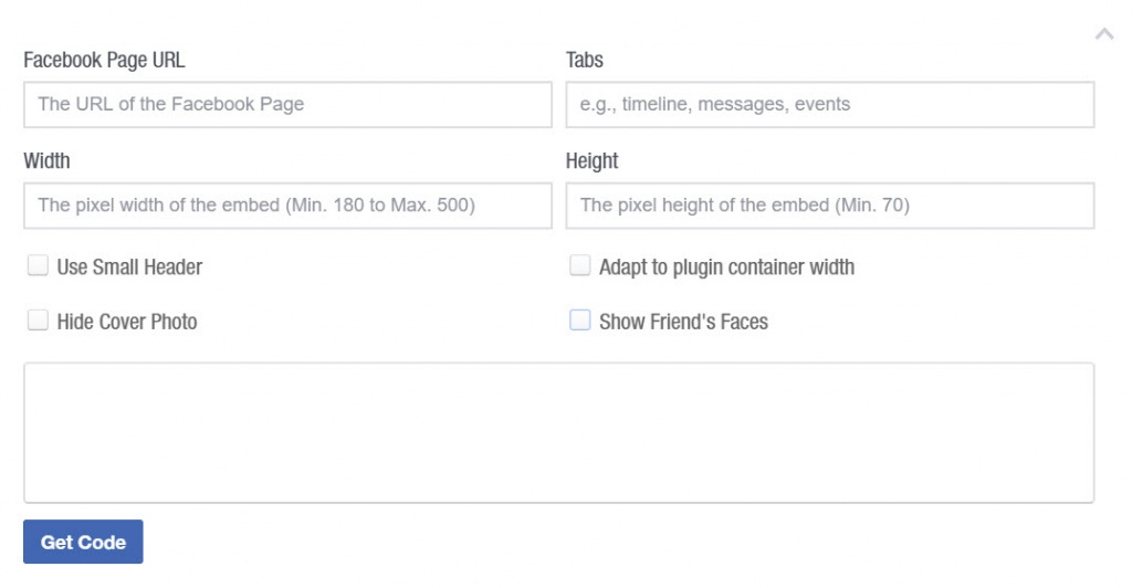 Facebook Page PLugin configuratie