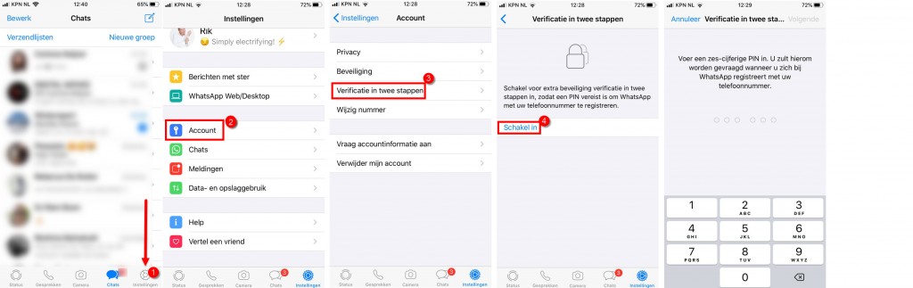 beveiligen whatsapp account IOS