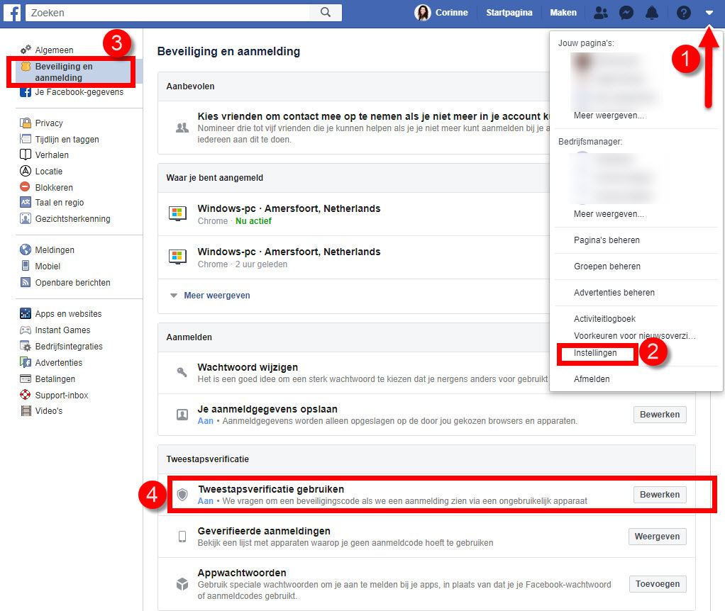 facebook code opvragen