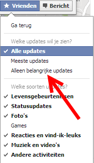 updates instellen facebook
