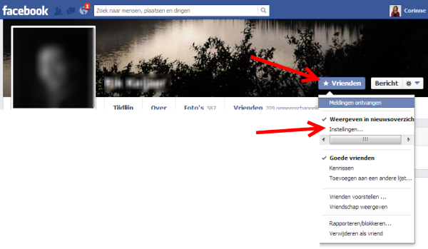 facebook updates instellen