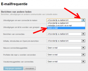 linkedin emails aanpassen