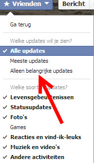 facebook updates uitzetten