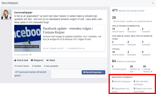 negatieve feedback facebook