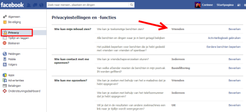 instellen privacy facebook