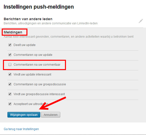 hoe zet ik reacties uit op linkedin