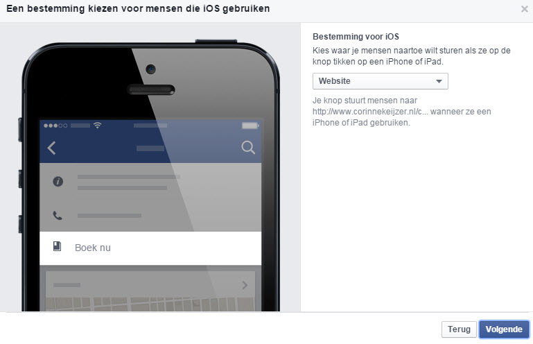 boek nu button facebook