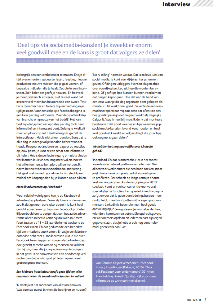 K&S interview social media specialist Corinne Keijzer