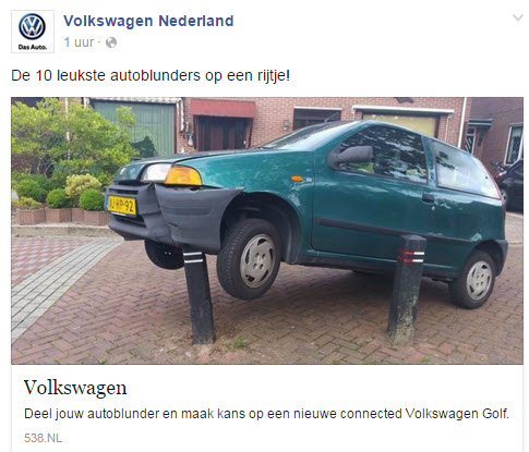 Facebook blunder Volkswagen