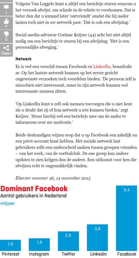 Elsevier interview facebook en linkedin