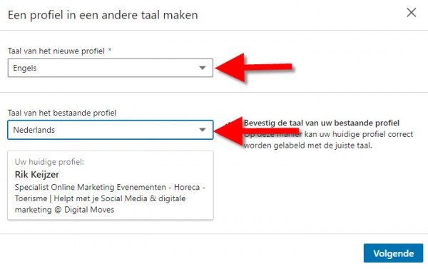 hoe pas je profieltaal linkedin aan