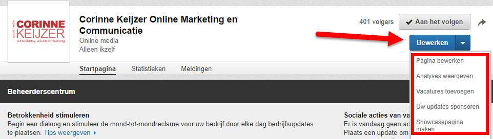 LinkedIn nieuwe layout bedrijfspagina