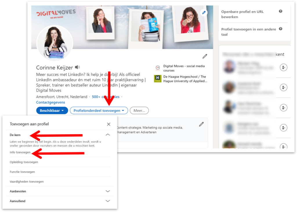 info linkedin toeoegen