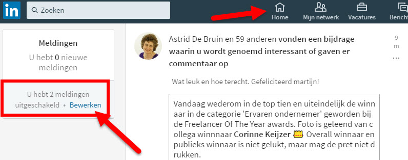 Zo zet je meldingen op LinkedIn uit