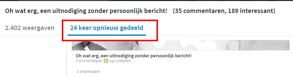 wie heeft je post gedeeld