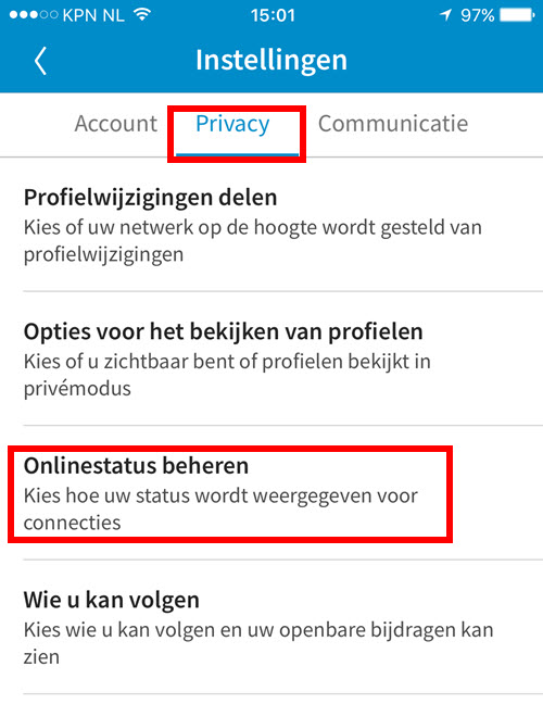 beschikbaarheid linkedin aanpassen