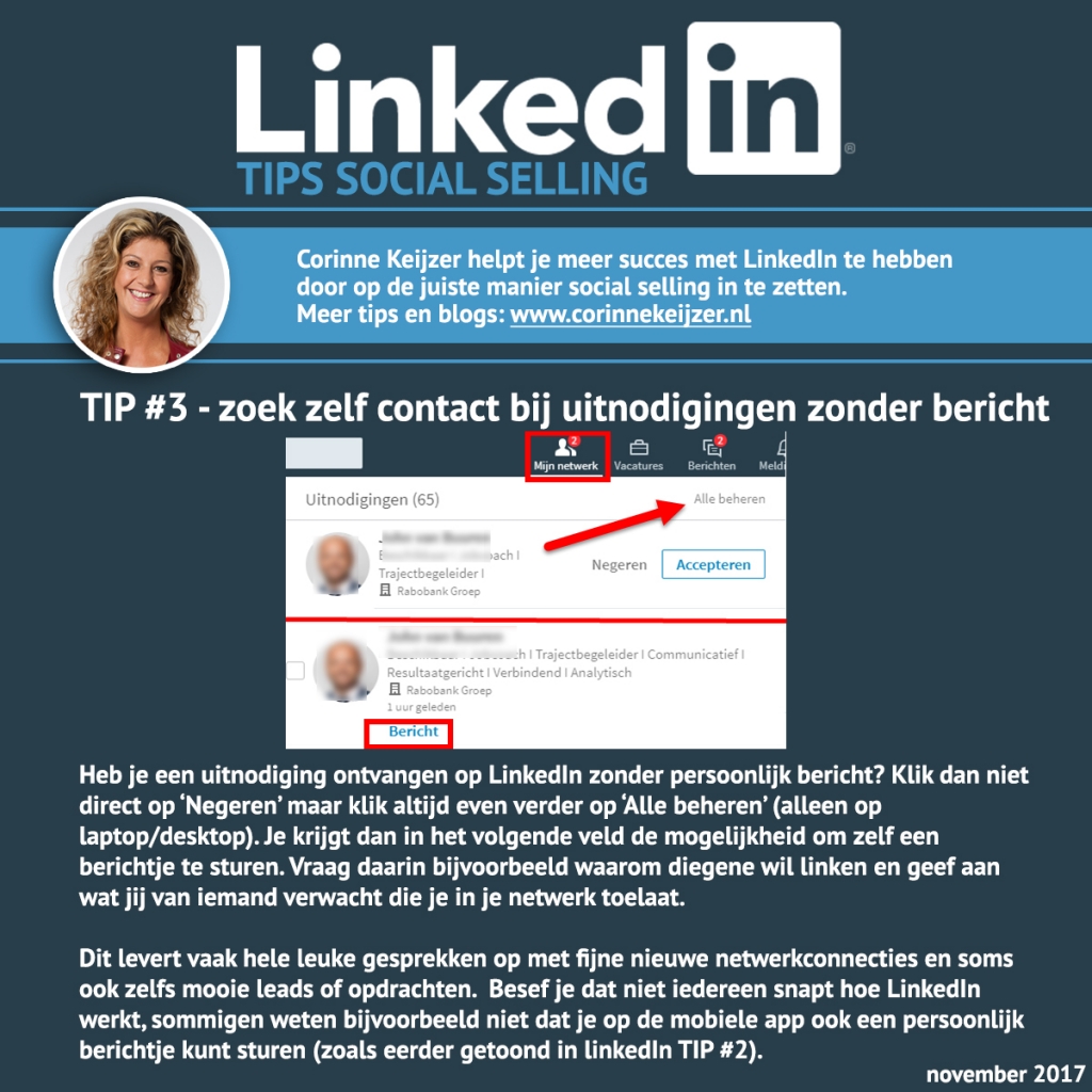 berichtje sturen bij uitnodiging linkedin