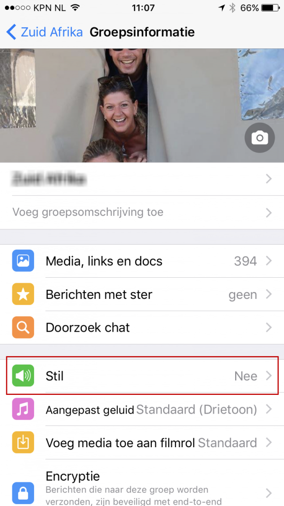 Een WhatsApp groep stilzetten of dempen