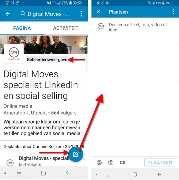 update plaatsen als bedrijfspagina