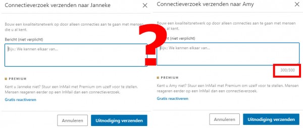 tekens uitnodiging linkedin