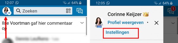 linkedin instellingen app