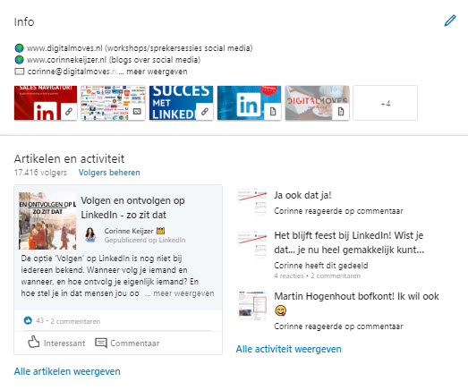 nieuwe optie 'Uitgelicht' LinkedIn