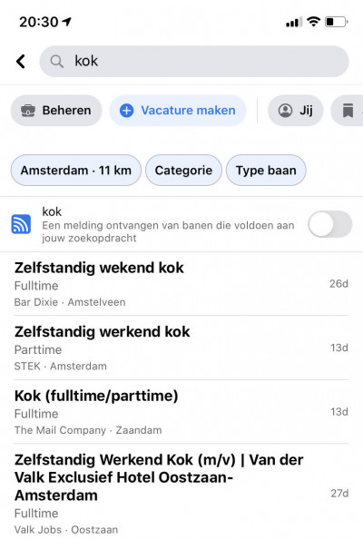 Werk zoeken met facebook vacatures