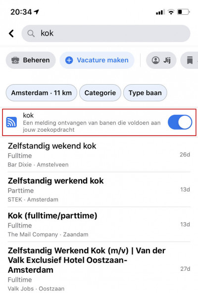 Werk zoeken met facebook vacatures