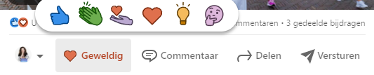 liken, reageren of delen