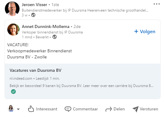 liken, reageren of delen